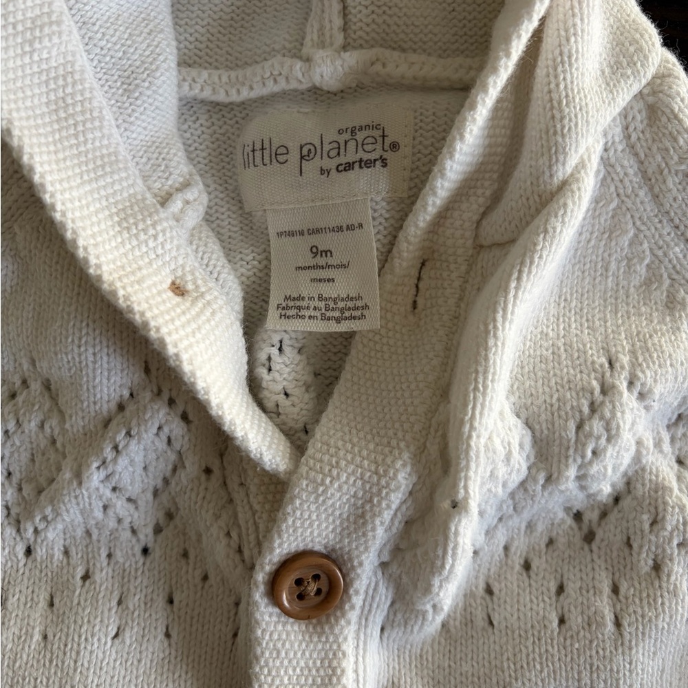 Little Planet by Carters Organic Baby Hooded Sweater Jumpsuit (9M) - Picture 5 of 7